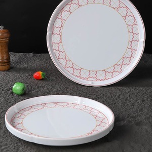 Plato Redondo de Melamina con Diseño Rojo para Uso en Hoteles y Restaurantes, Plato Plano Resistente para Salteados y Platos Calientes - Product Image 3