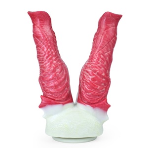 NNSX Dildo de silicona sintética bicolor de dos cabezas con ventosas fuertes, longitud total 22 cm, juguete tapón anal - Product Image 2