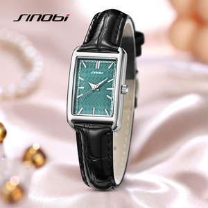 Montre à quartz élégante pour femme, aspect brillant, résistante à l'eau, bracelet en cuir véritable - Product Image 4