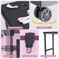 Table de manucure portable moderne en plastique avec éclairage, Bluetooth, tiroirs verrouillables, mât télescopique, pliable, pour chambre et hôpital