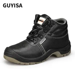 GUYISA Brand safety boots waterproof microfiber leather wear-resistant iron sole men's work iron toe safety boots