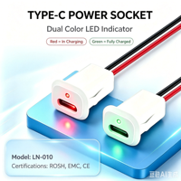 Conector de Panel Tipo C LN-010 con Indicador LED Dual Rojo y Verde, Conector de Cable de Alimentación USB-C Hembra, Certificación CE RoHS EMC