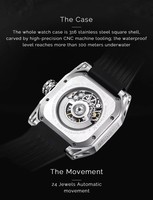 NORTH EDGE SPACE X Montre mécanique de luxe pour homme, montre squelette automatique, lumineuse, étanche 100M