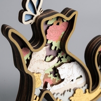 Estatua de Gato Art Deco Personalizada en Madera Contrachapada con Capas 3D |   Caja de Sombra Floral para Decoración del Hogar |   Tallado de Madera de Animales Personalizado al por Mayor 2026