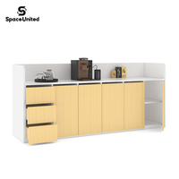 Mueble de Oficina SpaceUnited, Estación de Café, Aparador Moderno con Chapa de Madera y Cajones para Sala de Descanso