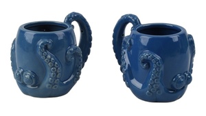 Tasse en céramique bleue 3D en forme de tentacule de pieuvre, personnalisable avec logo, 220 ml, sans BPA, compatible lave-vaisselle et <span class=keywords><strong>micro</strong></span>-<span class=keywords><strong>ondes</strong></span>, pour café, vente en gros - Product Image 3