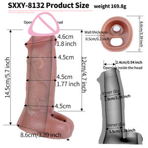 Manchon de pénis double densité de 6.5 pouces manchon d'extension de pénis réaliste et doux pour homme manchon de bite extensible grandeur nature pour Couple 18 + - Product Image 6