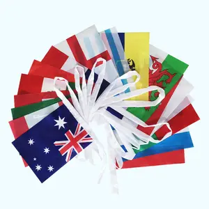 Penjualan Laris Semua Tim Bendera Bendera Tali Kecil Negara Dunia 32 Tim Spanduk Luar Ruangan Dibuat Sesuai Pesanan 14X21Cm