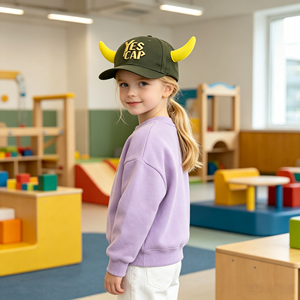 Cappellino da Baseball Personalizzato per Bambini con Corna 3D, Cappello da Sole Unisex per Bambini, Logo Personalizzato, Artigianato in Tessuto, per Feste, Attività all'Aperto, Streetwear - Product Image 3