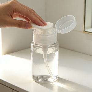 Clear Empty <b>Makeup</b> Remover Bottle With Pump Flip Lid Portable Travel Decanter For Toner And Nail Polish Remover - Product Image 2