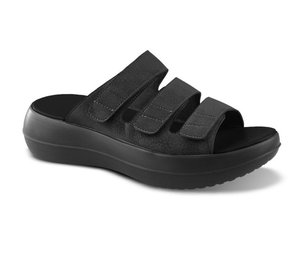 Sandales compensées noires décontractées pour hommes, à scratch, rehaussantes, orthopédiques pour diabétiques, de type claquettes, de fabrication OEM - Product Image 1