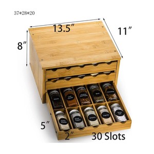 Bamboo <b>Spice</b> <b>Rack</b> Multi Layer Drawer Foldable Pull Out Kitchen Storage 30 Slots <b>Rotatable</b> Seasoning Organizer - Product Image 2