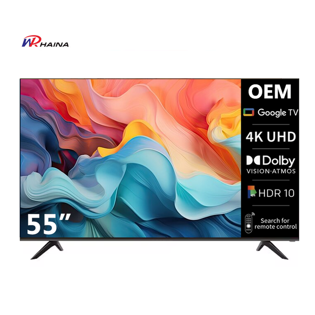 HAINA 4K Smart TV 55 Inch Android TV OEM Factory Direct Wholesale 4K UHD LED Television Frameless Design Support Custom Logo