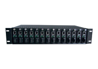 Châssis de convertisseur de média fibre optique 2U pour montage en rack avec alimentation redondante, 14 et 16 emplacements