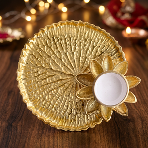 Assiette décorative en céramique en forme de feuille, faite à la main, motif végétal moderne, pour les fêtes - Product Image 2