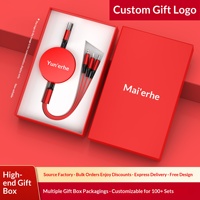 Kabel Pengisi Daya USB Type C Retraktil 3-in-1 Super Cepat Desain Kemasan Gratis TPE/PVC Hadiah Promosi Logo