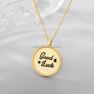 Phụ Nữ Tùy Chỉnh Cá Nhân Khắc Vòng Cổ 925 Sterling Bạc Đĩa Đồng Xu Huy Chương Vòng Mặt Dây Chuyền May Mắn Inspirational Dây Chuyền - Product Image 1