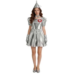 Disfraz <span class=keywords><strong>de</strong></span> Halloween <span class=keywords><strong>de</strong></span> la película The Tin Man para mujer, traje plateado con sombrero, guantes, reloj <span class=keywords><strong>de</strong></span> corazón, lazo, <span class=keywords><strong>mago</strong></span> <span class=keywords><strong>de</strong></span> <span class=keywords><strong>Oz</strong></span>, cosplay para adultos, fiesta <span class=keywords><strong>de</strong></span> carnaval - Product Image 2