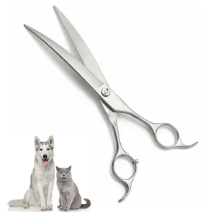 OEM новый стиль 7,5 дюймов 440C из нержавеющей стали японский уход за домашними животными изогнутые ножницы для собаки кошки