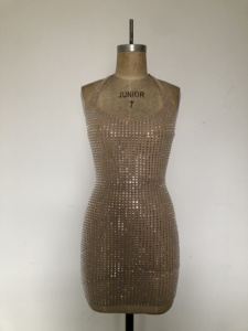 Vestido Mini Sexy Elástico con Cristales para Mujer, Venta al Por Mayor, para Fiestas y Clubes, Vestido Corto 2026 - Product Image 4