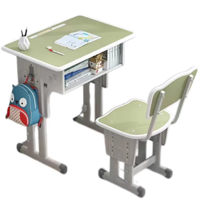 Ensemble <span class=keywords><strong>Bureau</strong></span> et Chaise d'Étude pour Écoliers du <span class=keywords><strong>Primaire</strong></span> Cadre Métallique Ajustable Meuble Scolaire - Product Image 2