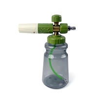 PROWORKZ Lance à mousse transparente grise manuelle de qualité supérieure, canon à mousse de neige personnalisé, pulvérisateur de savon pour lavage de voiture, 1L, PP et acier inoxydable