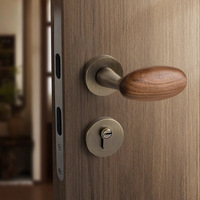 Serrure de porte magnétique silencieuse à commande tactile ambidextre, style moderne du milieu du siècle et chinois, en acier, pour portes en bois de chambre à coucher