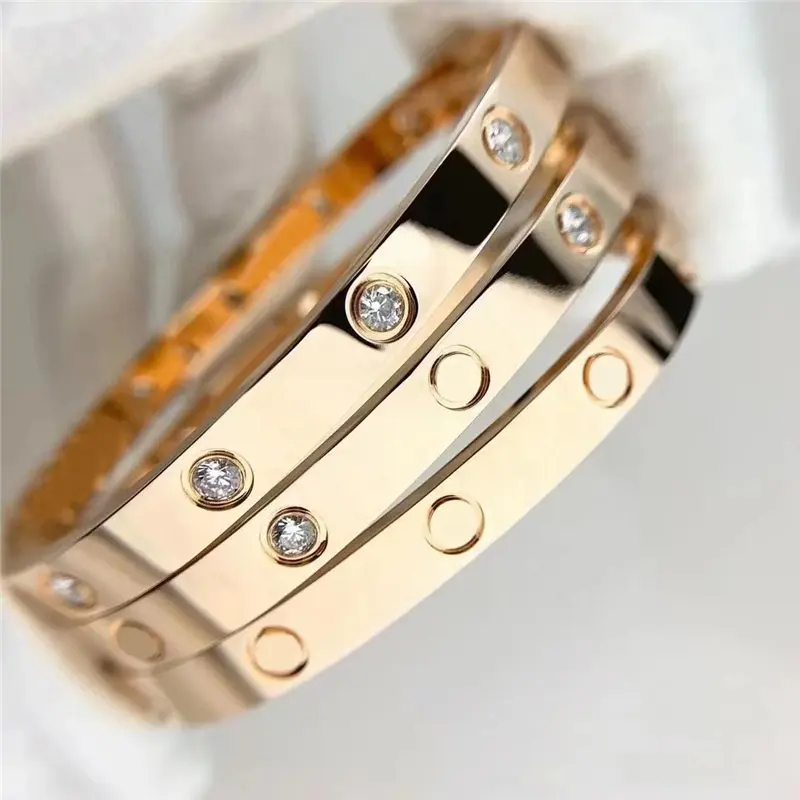 Luxury Designer 316L Stainless Steel 18K Gold Plated Screwdriver Screw Love Brand Bangle Bracelet For Women And Men