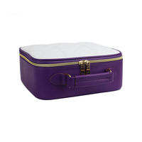 Sac cosmétique personnalisé à fermeture éclair avec lumière LED, tissu PU haut de gamme, rangement de maquillage portable pour les voyages