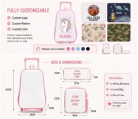 Sac à dos scolaire durable, léger, géométrique, imperméable, écologique, recyclable, respirant, tendance, avec roulettes et poignée réglable