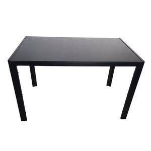 Mesa de Comedor Negra Simple DB, Vidrio Templado, Patas de Hierro, Rectangular, Diseño Moderno Minimalista, Muebles para el Hogar - Product Image 6