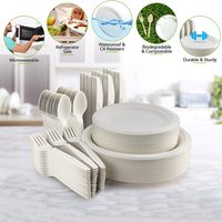 Assiettes rondes jetables en pulpe de bagasse de canne à sucre, compostables et biodégradables, blanches naturelles, de 6, 7, 8, 9 et 10 pouces