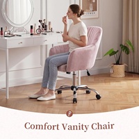 Fauteuil de bureau ergonomique en velours rose avec roulettes, design réglable en hauteur, rembourré et vert, pour ordinateur