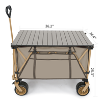 Chariot de Vendeur Ambulant Portable en Acier au Carbone avec Table Pliante Rapide, Chariot Pliable Personnalisé OEM pour Stand Alimentaire et Rangement