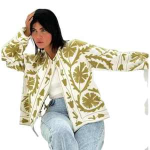 High Quality Boho Suzani Short Knitted Button Women's <b>Winter</b> <b>Quilted</b> Jacket Printed Cotton Outerwear Latest Collection - Product Image 1