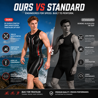 Gilet de triathlon sans manches en néoprène CR 3 mm pour homme, fermeture éclair sur le devant, pour la course en eau libre