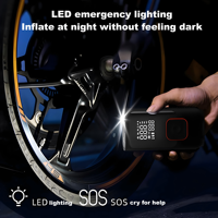 Emergency Portable Electric Tire Inflator for Vehicle Tires Cables and Power Bank Feature Air Pump