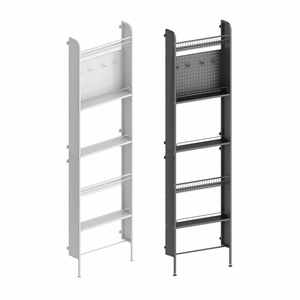 Slim Metal Shelving <strong>Unit</strong> with Pegboard Hooks Adjustable Feet and Suction Cups for Bathroom Bedroom Door Gap <strong>Storage</strong> - Product Image 1