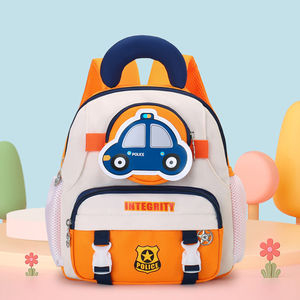<span class=keywords><strong>Mochila</strong></span> ligera de nailon para niños, coche de dibujos animados/Diseño de globo, correas transpirables ajustables, preescolar multicolor - Product Image 1