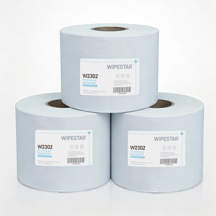 WIPESTAR Spunlace Nonwoven Fabric ISO9001 Industrial Cleanroom Wipe Roll 80gsm PP Wood Pulp Lint Free Oil Stains Cleaning Cloth