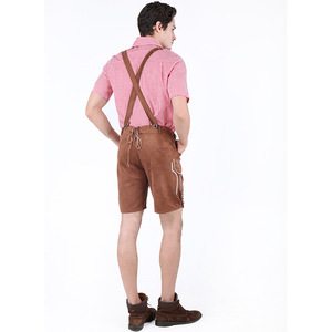 Men's Oktoberfest Costume Red Plaid Shirt With Brown <b>Suspender</b> Shorts Stage Performance Wear Adult Size 6650 - Product Image 4