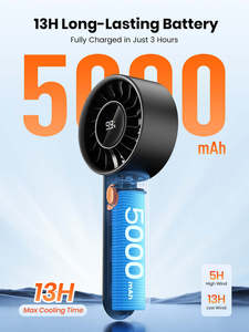 Ventilateur portable mini HC2, USB, 5000 mAh, rechargeable, sans pales, moteur sans balais, ultra-silencieux, pour les voyages, le bureau, l'extérieur - Product Image 3