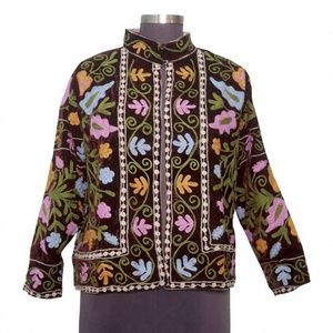 Wholesale Cotton Suzani Velvet Stand Eco-Friendly Jacket Hand Embroidery Floral Pattern Unisex Handmade Short Coat for Women - Product Image 1