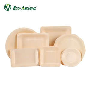 Assiettes jetables en bois écologiques pour le camping et les pique-niques, assiettes biodégradables pour les dîners - Product Image 1