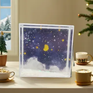 Alta Qualidade 4x4 Retangular Plástico Photo Frame Glitter Snow Globe Frame para Home Decor do fabricante