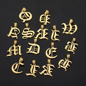 Fashion Gold <b>Silver</b> Jewelry Custom Name Old English Font 26 Capitalized Letter Initial <b>Necklace</b> <b>for</b> Women <b>Men</b> - Product Image 2