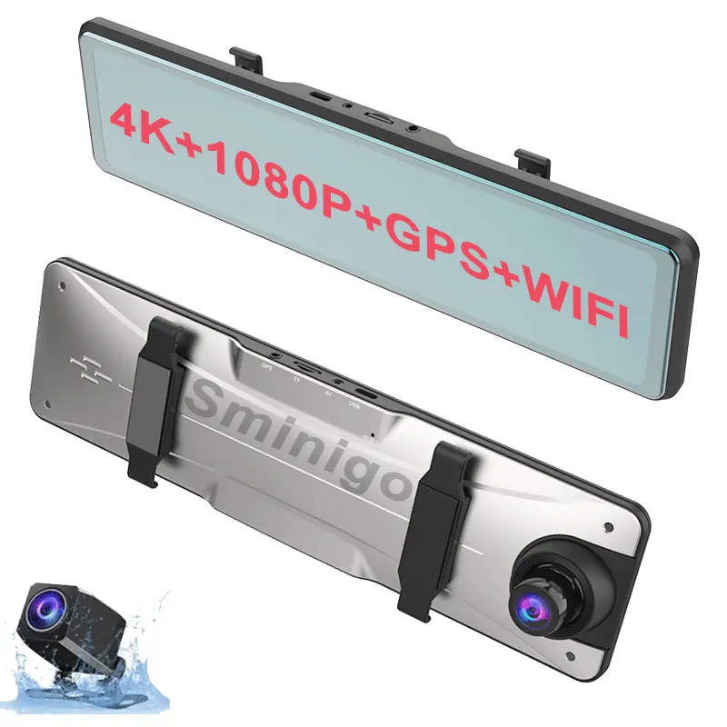 12 Zoll 4K GPS WIFI Dash Cam Rückspiegel Auto DVR Dual Lens Dashcam IPS Bildschirm Auto Kamera Laufwerk Recorder Stream Umkehr bild