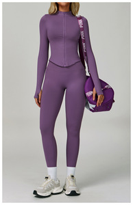 Ensembles sans couture pour femmes pour les sports d'extérieur Veste et leggings de yoga à séchage rapide Costumes de yoga pour femmes - Product Image 4