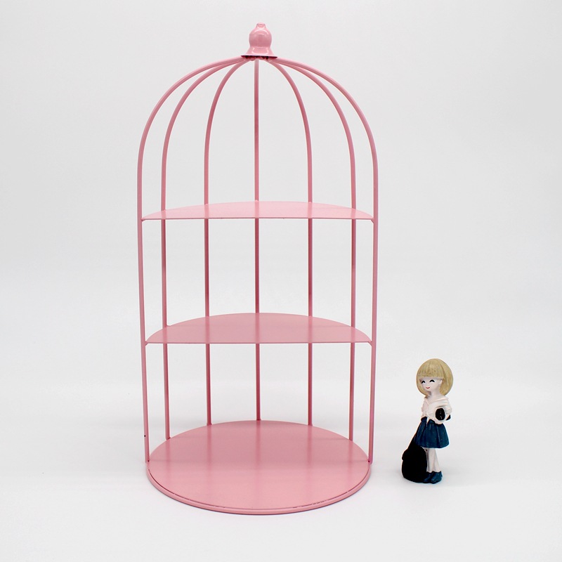 Wrought Iron Bird Cage Dessert Stand Wedding Decoration Multi-Layer 4Tier Red Modern Metal Wedding Cake Stand Set