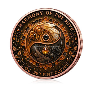 Moneda de Cobre Fino 999 de 5oz con Diseño de Panal de Abeja, Armonía del Colmena, Yin Yang, Regalo Coleccionable - Product Image 3